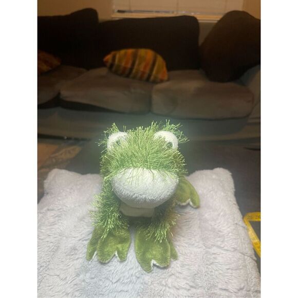 Ganz Kids Green Very Frizzy Fuzzy Green Frog Stuffed Animal Plush Toy - Picture 10 of 16